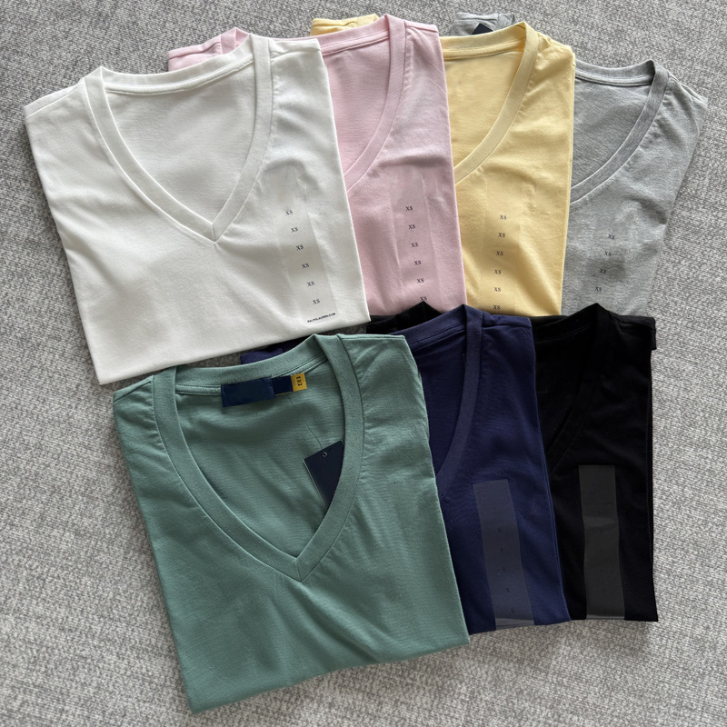 RL Raff V-neck Short-sleeved Summer Women's T-shirt Pure Cotton Fangyuan Ruth Same Style High Version Sweep Size One Color One Size