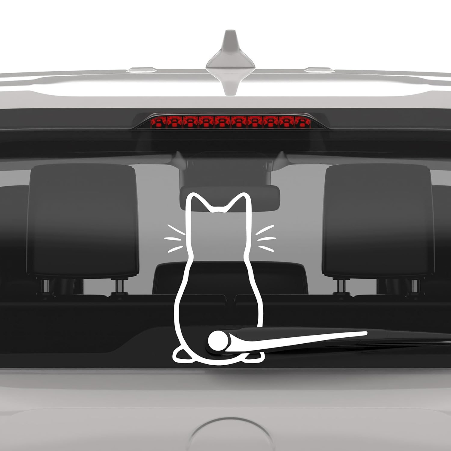 Cute Cat Car Wiper Vinyl Sticker, Animal Engraved Waterproof Body Sticker_voghion.com