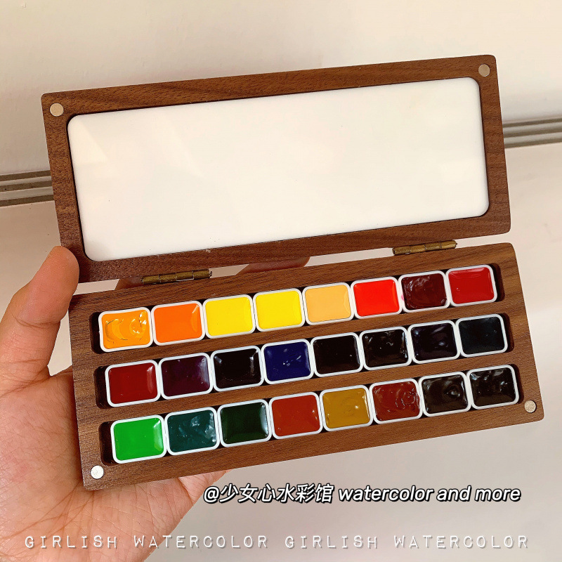 Wooden box, 24 colors, 1 ml