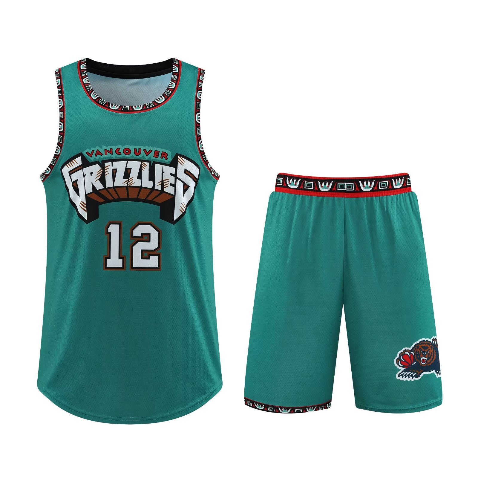 222 Grizzlies 12 basketball uniform suit men's team uniform jersey with pocket M-5XL on both sides