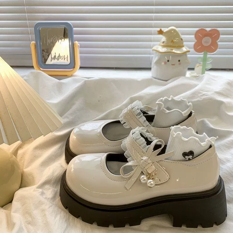 Маленькие кожаные туфли Мэри Джейн на толстой подошве и толстом каблуке с бантом для женщин, новые летние универсальные французские полусапожки в британском стиле