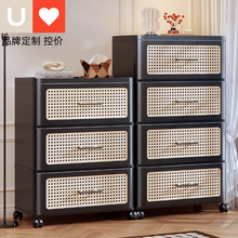 友耐收纳柜免安装客厅五斗柜塑料零食柜置卧室床头柜加厚储物柜