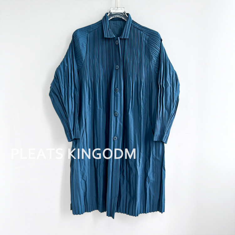 Japanese and Korean Style Miyake Style Cabinet Pleated Craft Solid Color Noble Windbreaker Slimming High-end high quality Women's Top Jacket