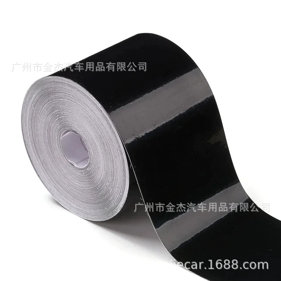 Глянцевая черная декоративная упаковка автомобиля в форме бампера боковая юбка наклейка лента багажник край защиты