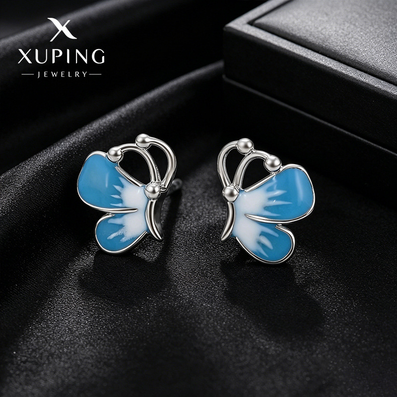 Xuping estilo simple pequeña mariposa fresca esmalte serie de goteo de aceite pequeño temperamento dulce auriculares al por mayor