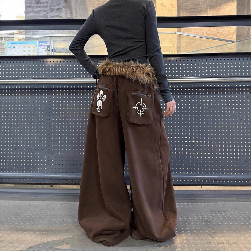 2025 Summer New Cross-Border Export New Hip-Hop Y2K Subculture Men's and Women's Elastic Double Waist Printed Sports