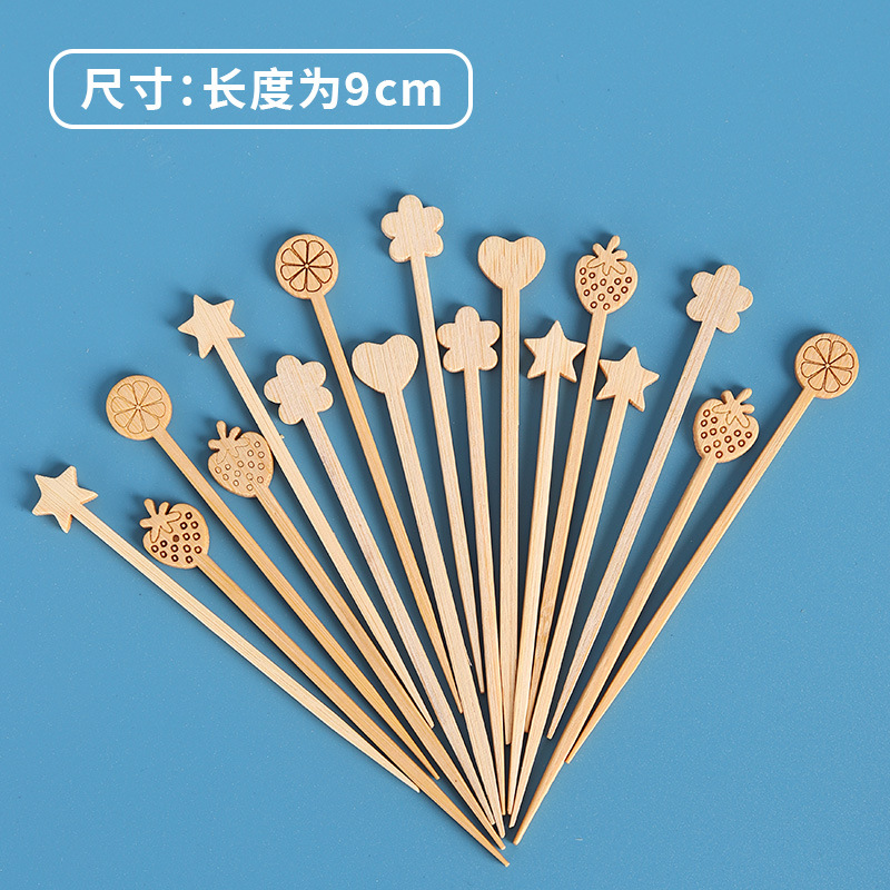 horquilla de fruta de madera desechable palo de bambú azúcar de calabaza palo de fruta creativo barra de café batida guardería infantil