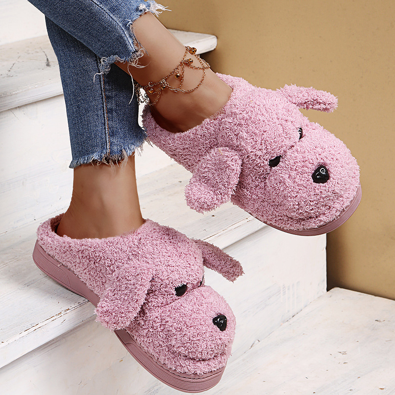  Ladies‘ Autumn and Winter Home Cotton Winter Cute Cartoon Fleece Velvet Flat Slippers nihaostyles clothing wholesale NSKJX71219