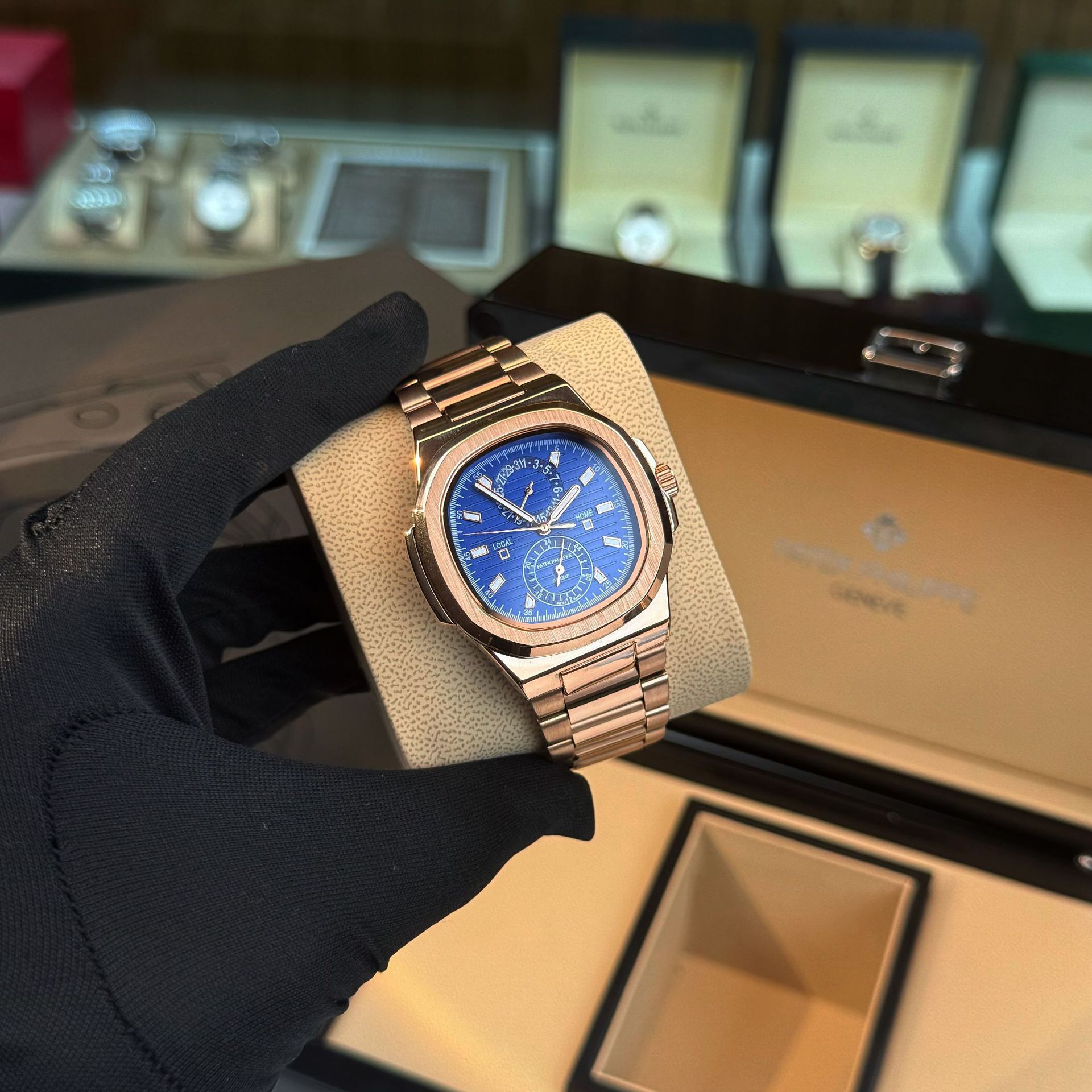 Pp Nautilus Dual Time Zone Tiktok Live Popular Men's Automatic Fake Mechanical Watch Luminous Waterproof Foreign Trade