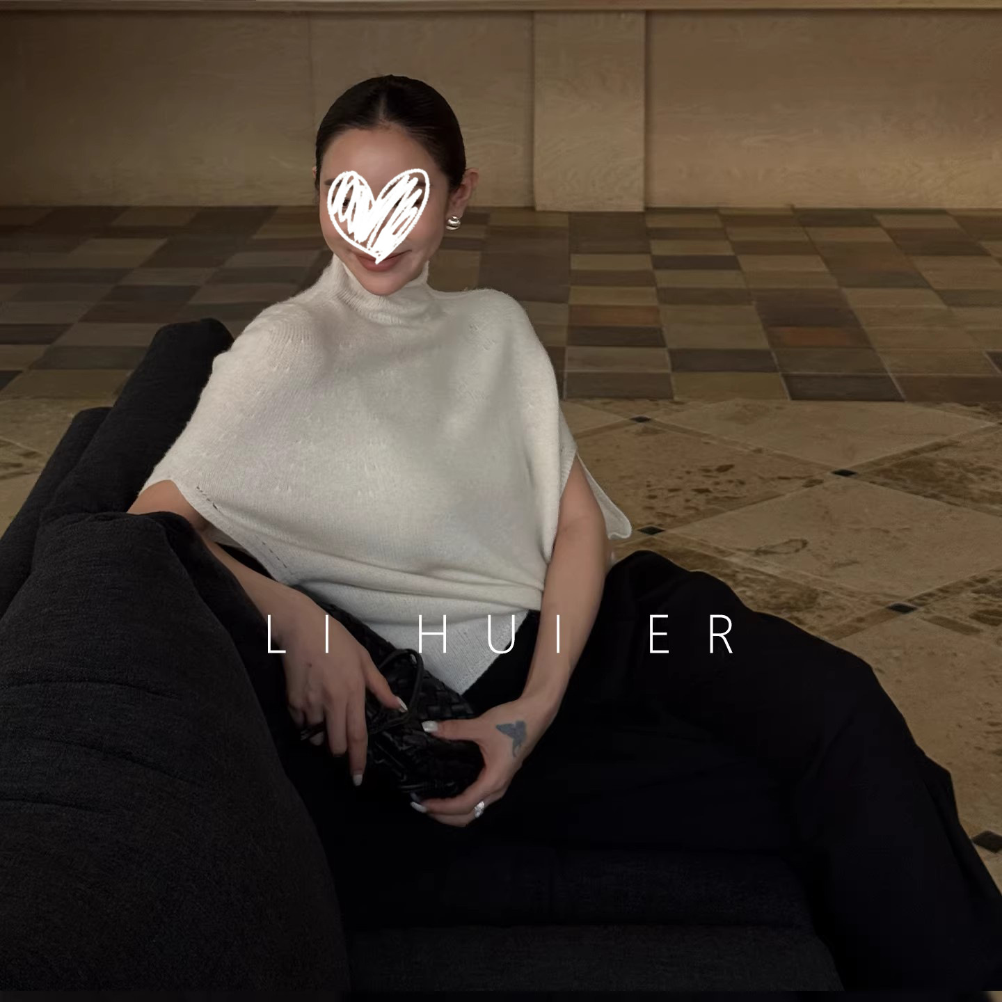 LiHui李慧月蒙尘 淡人高知老钱风穿搭女半高领羊绒针织衫上衣
