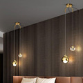 北欧现代床头吊灯金色轻奢水晶吊线灯创意客厅背景墙壁卧室床头灯