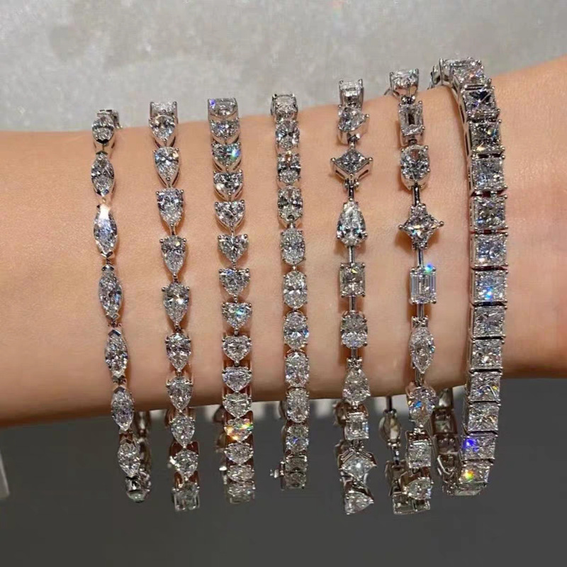 Customized 18K Gold Cultivated Diamond Special-Shaped Bracelet Tennis Bracelet Can Be Customized 14K9Kpt950 Platinum Cross-Border Dropshipping