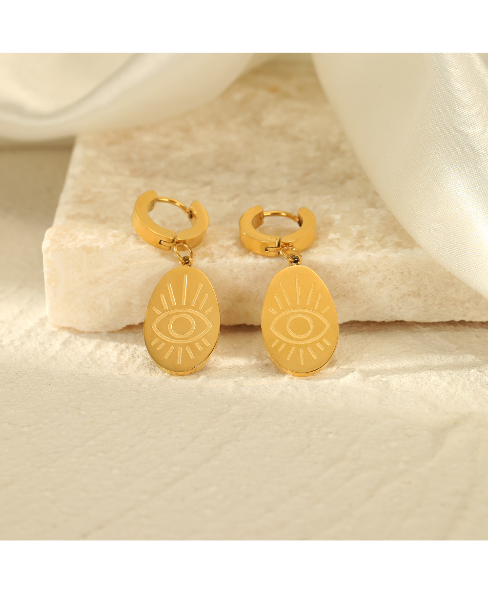 Retro Devilu0027S Eye Oval Stainless Steel Plating Earrings 1 Pair