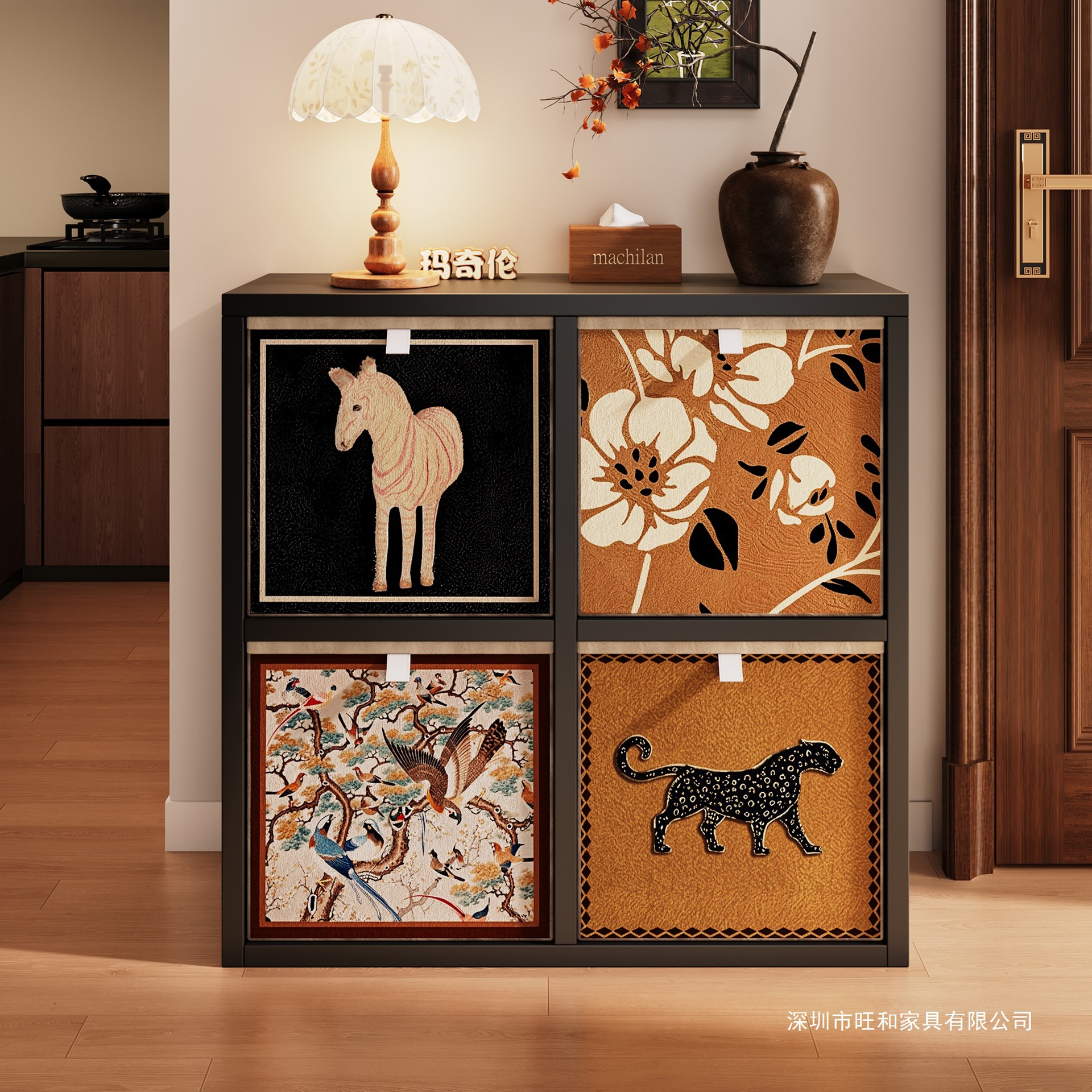 Steel Japanese-Style Lattice Cabinet Kalike Bookshelf Free Combination Floor-Standing Storage Rack Storage Basket Cabinet Storage Cabinet Integrated