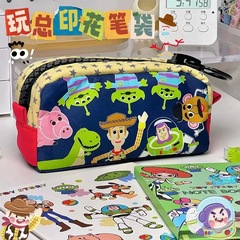 日系インスタ大容量トイストーリー大きいジッパーペン袋汚れ防止中学高校生徒文房具袋収纳袋