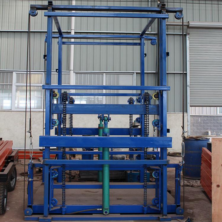Plataforma de riel único y doble para elevador hidráulico tipo cadena de elevador de carga de cuatro columnas