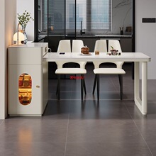 简约岩板岛台餐桌简约家用伸缩岩板多功能客厅小户型实木吃饭桌子