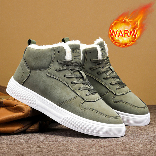 Men's Overalls High-Cut Cotton Snow Boots Winter Warm Fleece Casual Slip-on Fashion Sports Shoes