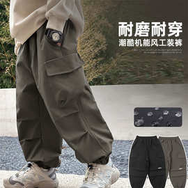 男童裤子春秋款2025韩版运动裤春装大男孩休闲长裤痞帅儿童工装裤