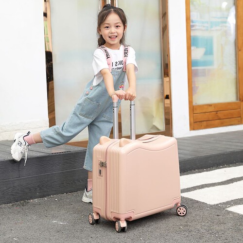 Children's suitcase, boys and girls can mount student trolley case, cute and lightweight small boarding travel password suitcase