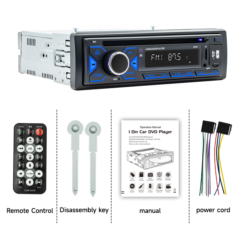 Nuevo reproductor de CD / VCD / DVD transfronterizo multifuncional de un solo eje reproductor de MP3 Bluetooth para automóviles