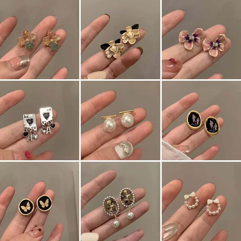 Маленькая серебристая игла, стильные модные летние универсальные серьги с буквами, яркий эффект