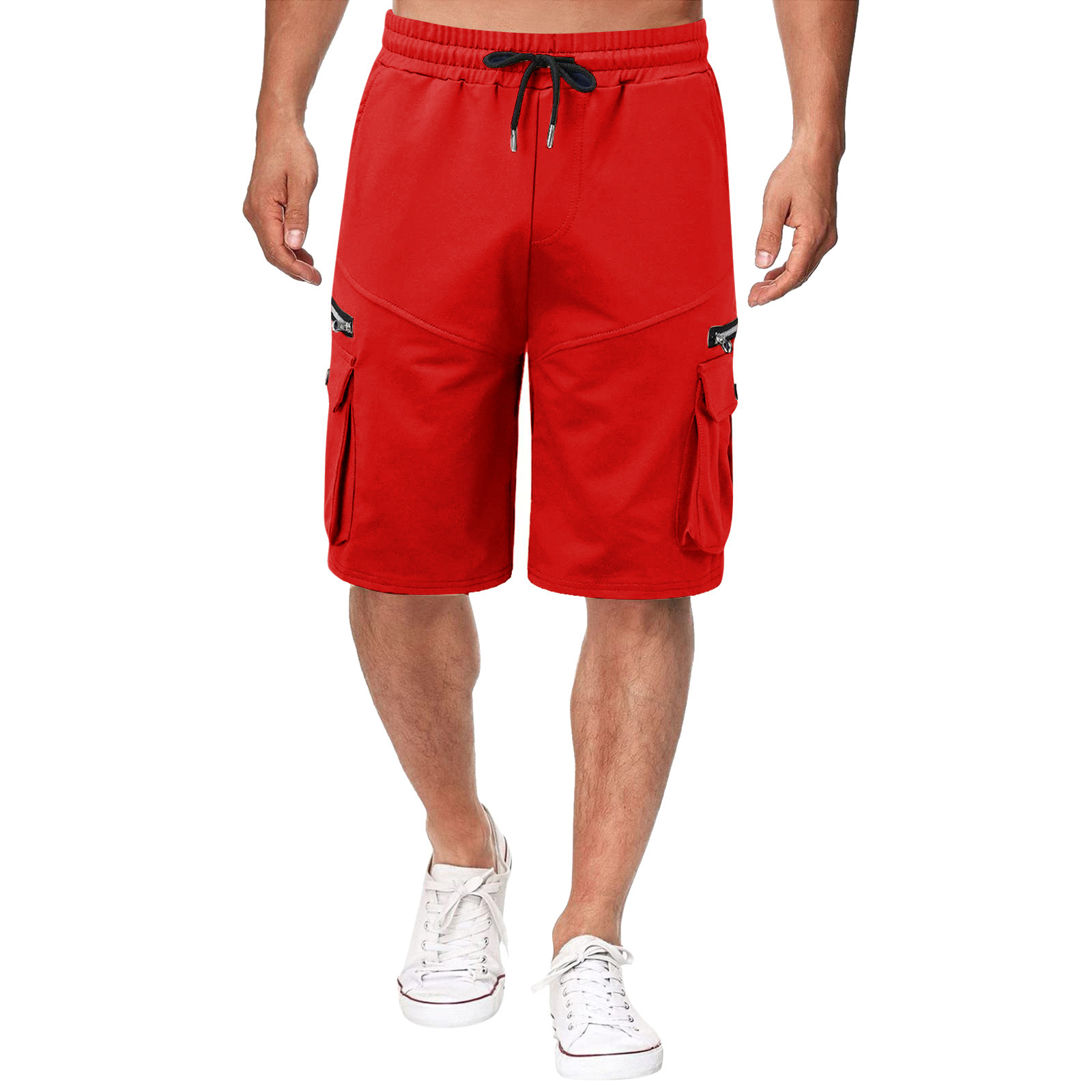 Herr sommar arbetsshorts i bomull, lös passform casual_voghion.com