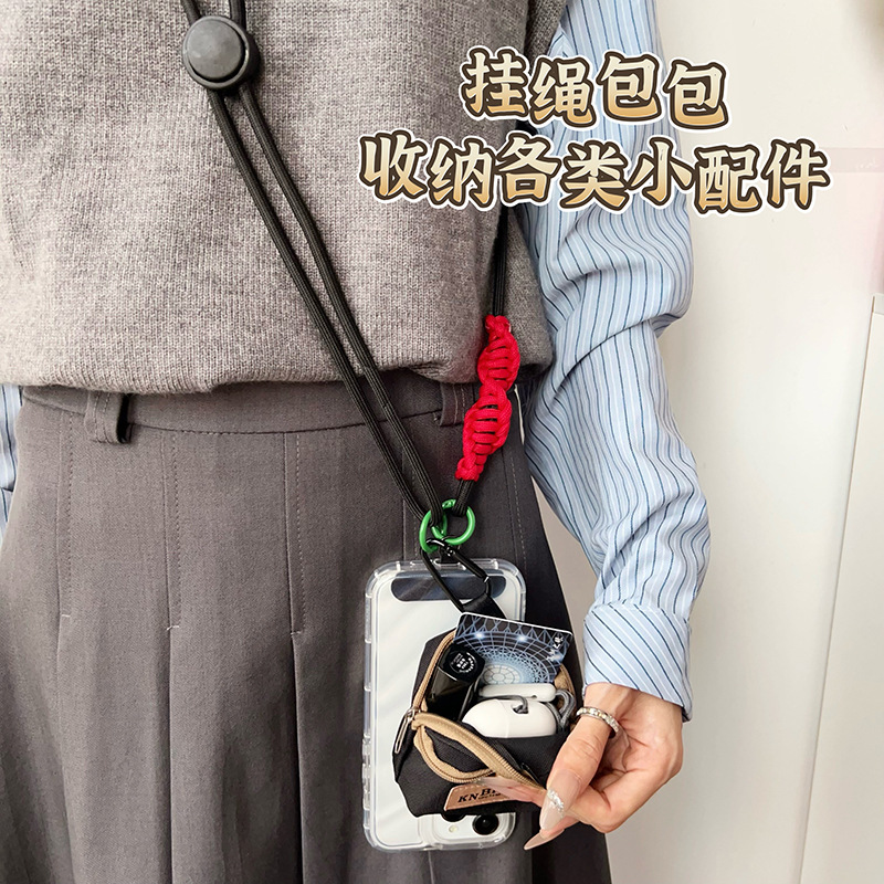 Bolsa de almacenamiento, cuerdas para teléfonos móviles, bolso de cambio, llavero, auriculares, colgantes para bolsas escolares, cuerdas de cuello para la muñeca.