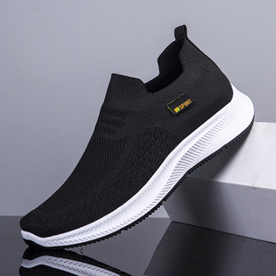 2025 new sports and casual cloth shoes flying men's shoes middle-aged and elderly people sport breathable thin mesh socks shoes