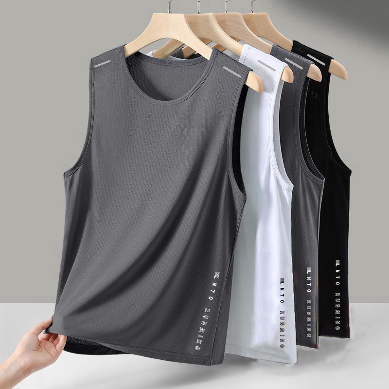 Ice Silk Vest Men's Trendy Thin Round Neck Mesh Breathable Quick-drying Sports Wide Waistcoat Men's Sleeveless Summer Ice Silk Vest Men's Trendy Thin Round Neck Mesh Breathable Quick-drying Sports Wide Waistcoat Men's Sleeveless Summer