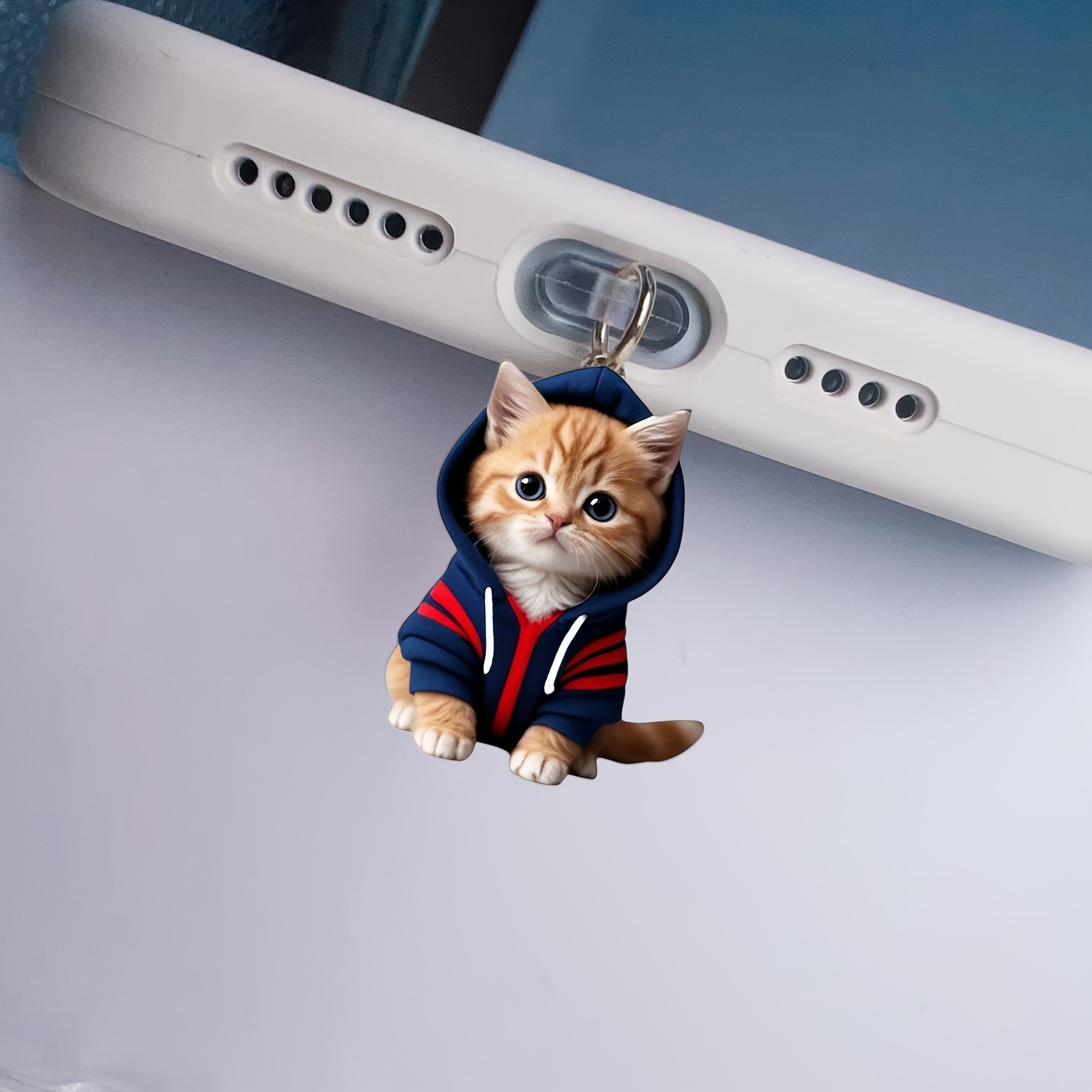 2D 고양이 디자인 의류 국경 간 인기 아크릴 휴대 전화 먼지 플러그 펜던트 Type-C 장식