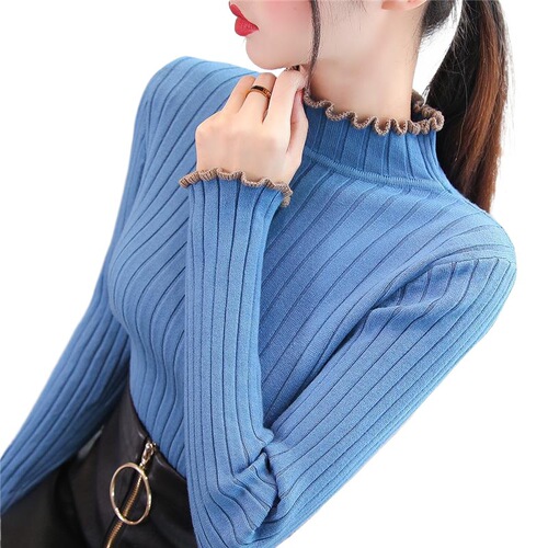 Unlined/Brushed & Thickened Half-Turtleneck Sweater for Women—New Autumn/Winter Long-Sleeved Base Knit Top