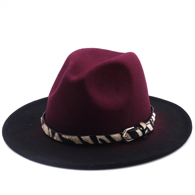 wholesale gradient tiedye big brim woolen jazz top hat Nihaojewelrypicture3