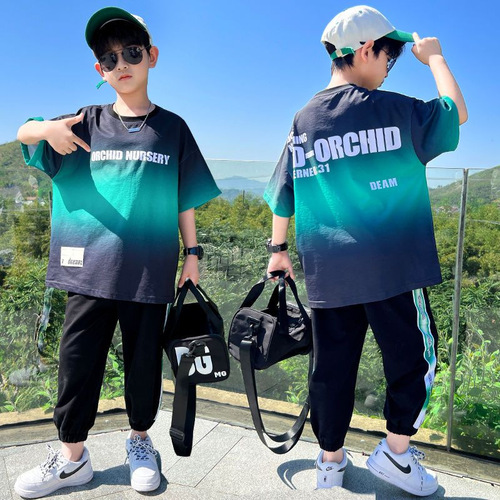 Children's Set 2024 New Quick-Dry Sporty Summer Outfit for Boys Thin Tank Top and Shorts Trendy Basketball Uniform for Summer