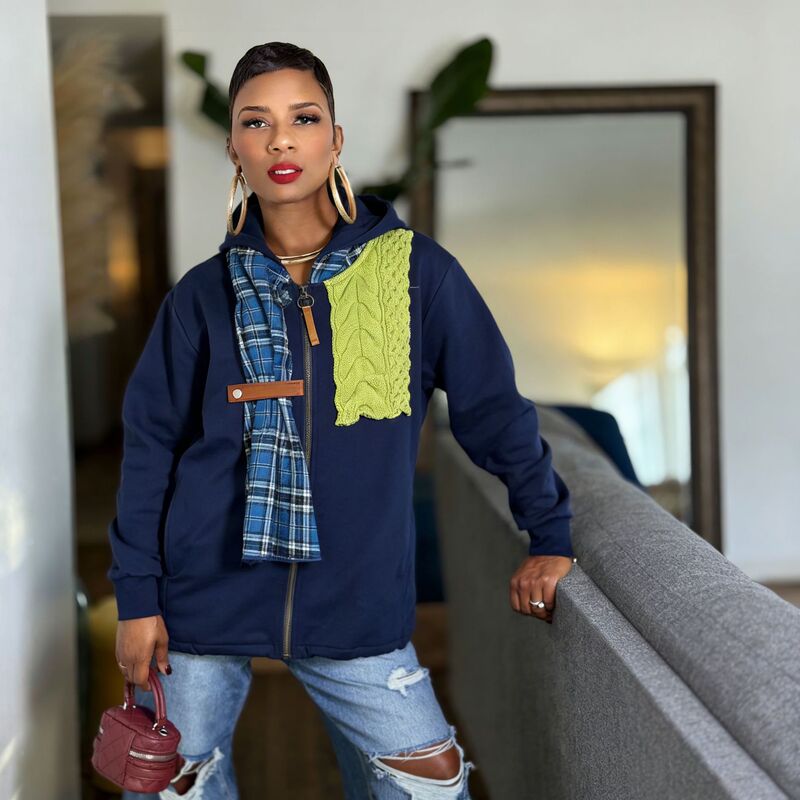 2025 Cross-Border Plaid Hooded Sweatshirt for Women, Lazy Style Zip-Up Cardigan Jacket Lt0126 2025 Cross-Border Plaid Hooded Sweatshirt for Women, Lazy Style Zip-Up Cardigan Jacket Lt0126