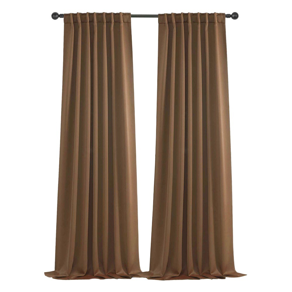 Shaoxing cortina al por mayor Correa transfronteriza bolsa de varilla oscura terminado cortina de alta densidad sombreado completo cortinas de aislamiento térmico