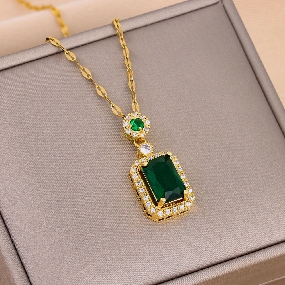 Retro green perfume with zircon