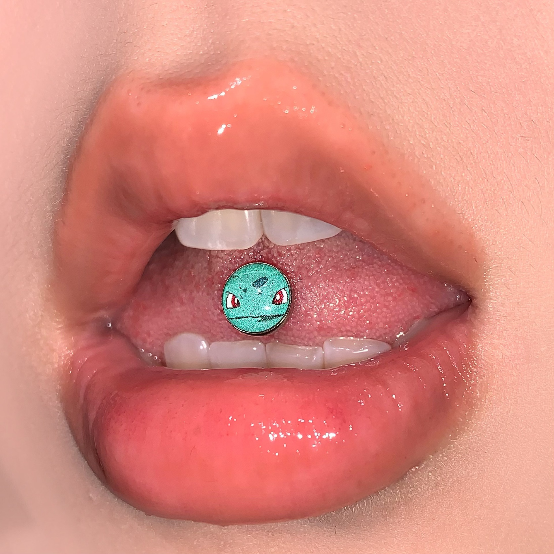 Labret stud lip piercing jewelry styling detail