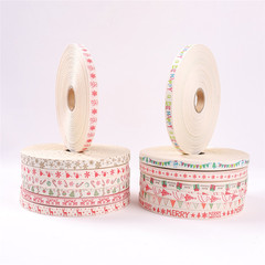 Wholesale 1.5cm Christmas pure cotton hatband, printed pattern cotton edge band, printed cotton webbing