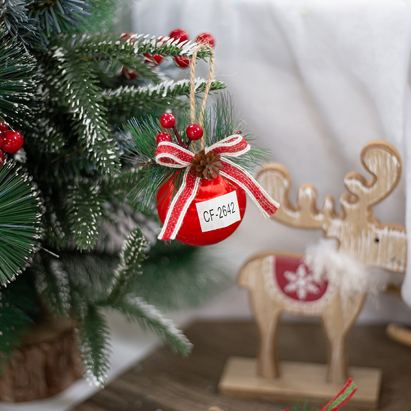 6 - 10CM fibra de algodón personalizada espuma de textura de lujo ligera ventana de bolas de Navidad colgantes decorativos de árbol de Navidad