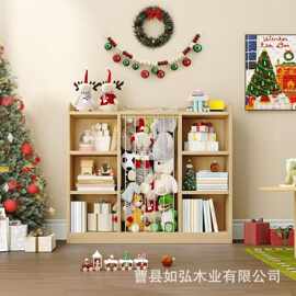木制毛绒玩具收纳架落地儿童玩偶展示架整理收纳架儿童书架储物柜