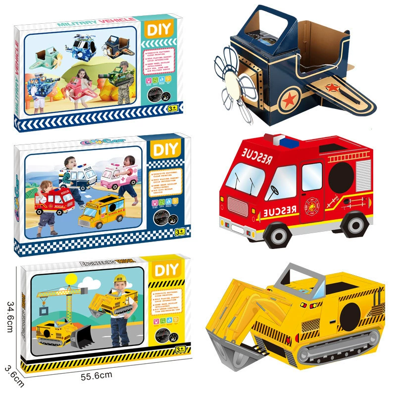 Трансграничная детская ручная сборка трехмерная картонная машина авиационный Танк носимая бумажная оболочка мультфильм модель бумажные игрушки