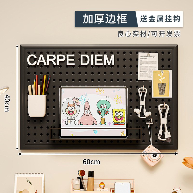 Agujero tablero pared almacenamiento rack dormitorio pantalla estante colgante tablero estudio escritorio organización estante de almacenamiento