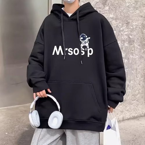 Hong Kong style loose trendy brand large size plus velvet American sweatshirt men's autumn and winter tops couple wear hoodie men's jacket