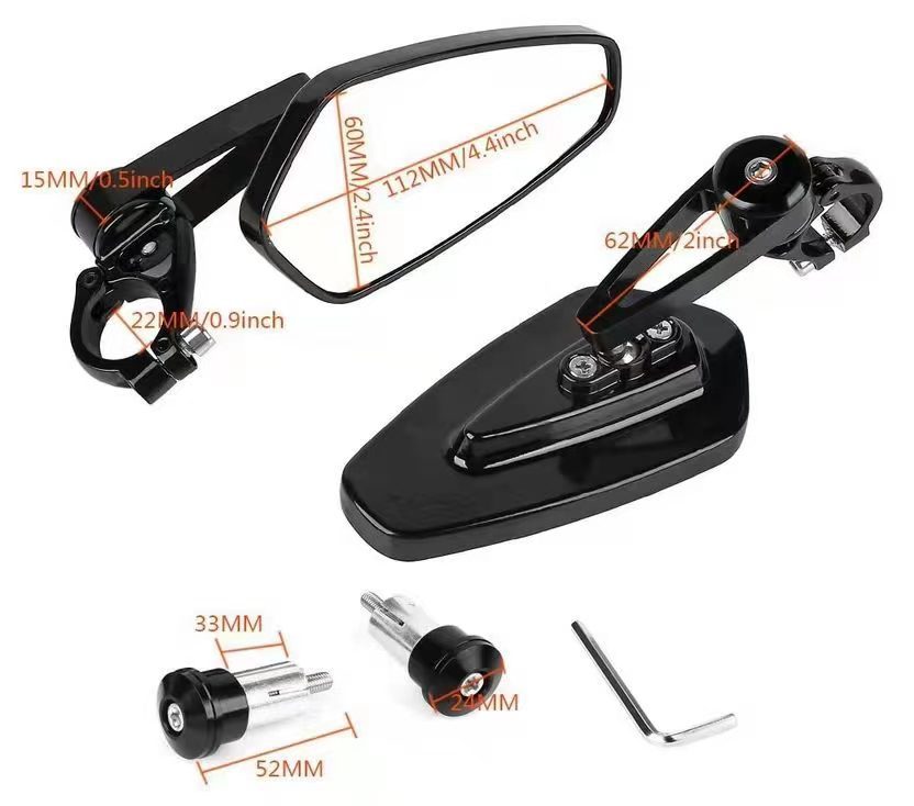 Motorcycle Rearview Mirror Modified Cnc Aluminum Alloy Reflector 17mm Handlebar Inner Hole Handlebar Mirror Cross-Border Direct Supply