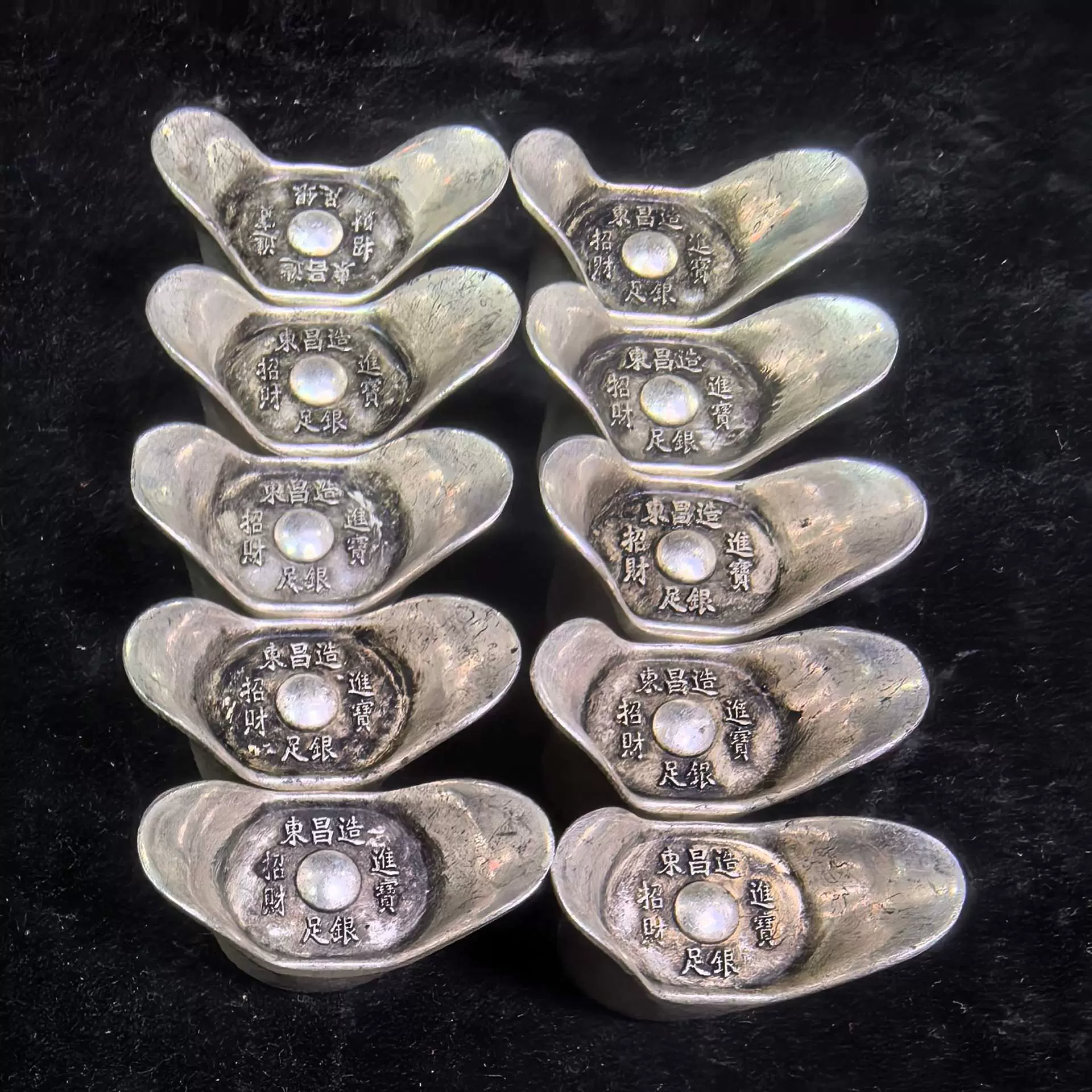 仿古厂家批发元宝银锭一两东昌造聚宝进宝元宝摆件影视道具
