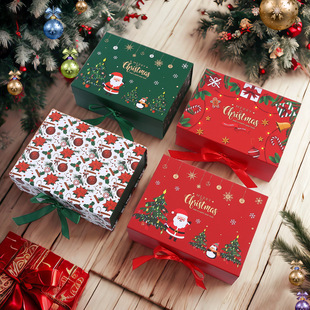 Amazon's Hottest Christmas Gift Box Christmas Gift Packaging Box One-Piece Bow Magnetic Gift Box Wholesale