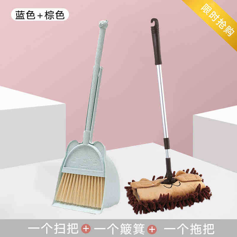 Los niños juegan a las casitas escoba de plástico Mini pequeña escoba recogedor cepillo de aprendizaje escoba herramienta Escoba de pelo suave combinación