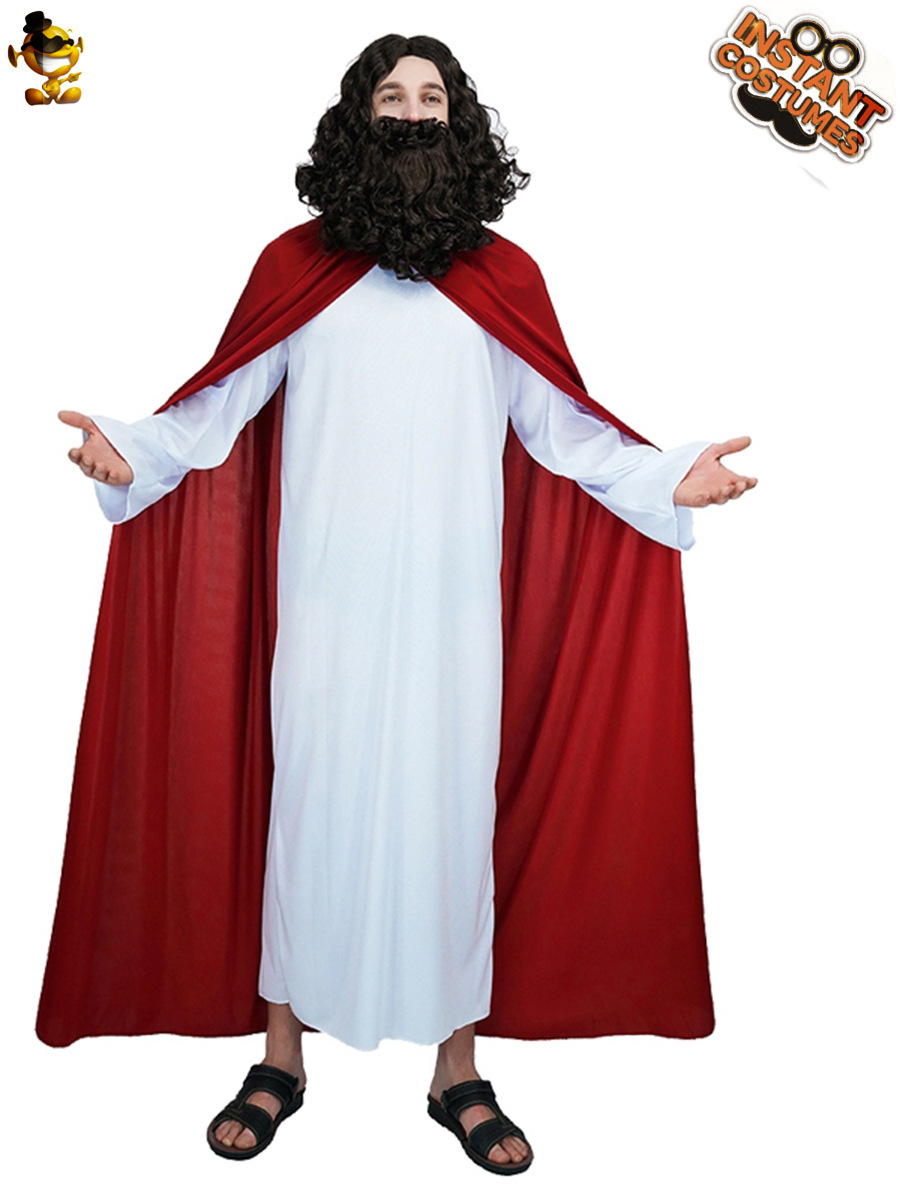 Halloween hombres adultos sacerdote misionero rol traje de fiesta hombre grande Jesús etapa traje de rendimiento
