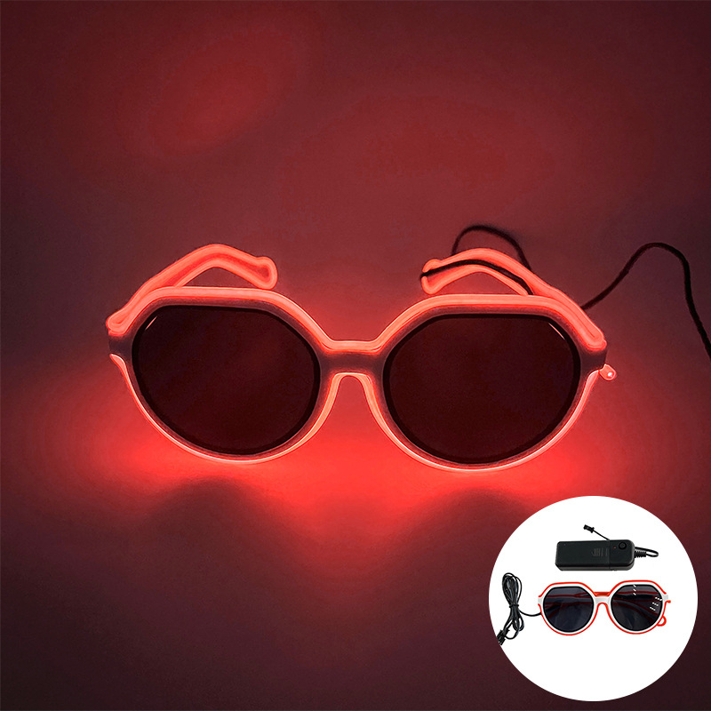 Gafas luminosas LED Barra KTV Equipo nocturno Gafas EL Gafas luminosas Oval Retro Moda Tinta Espejo